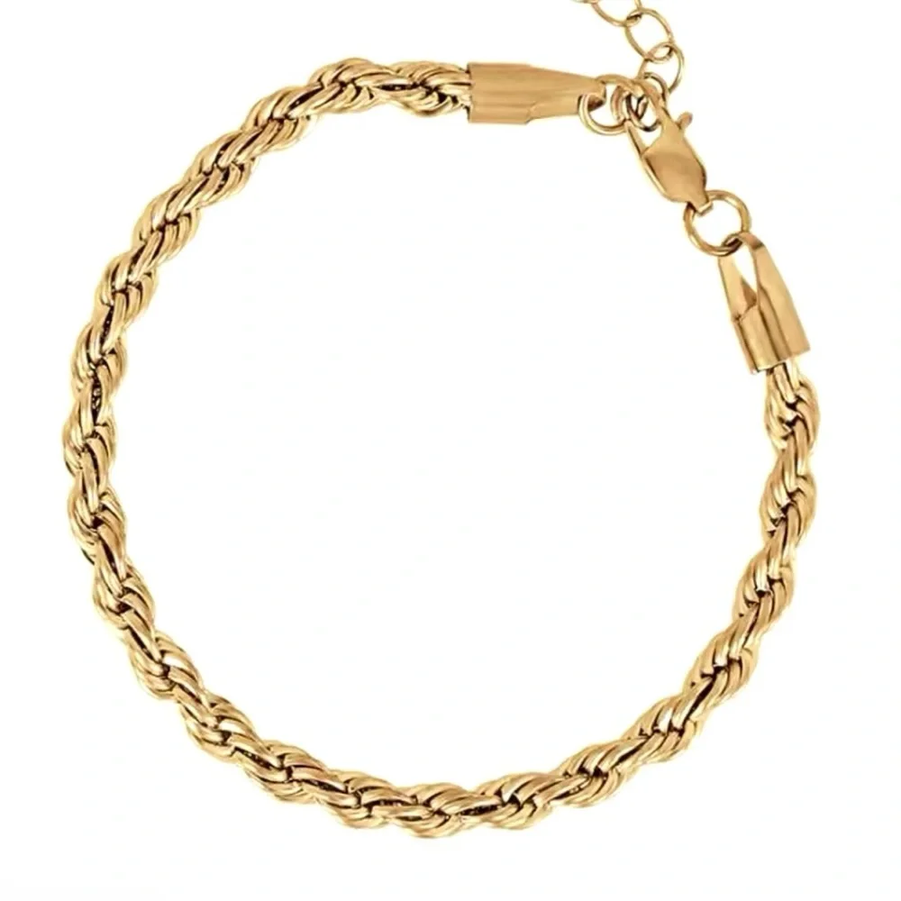 5mm Stainless Steel Twisted Rope Chain Bracelets for Men and women 7”+2”…